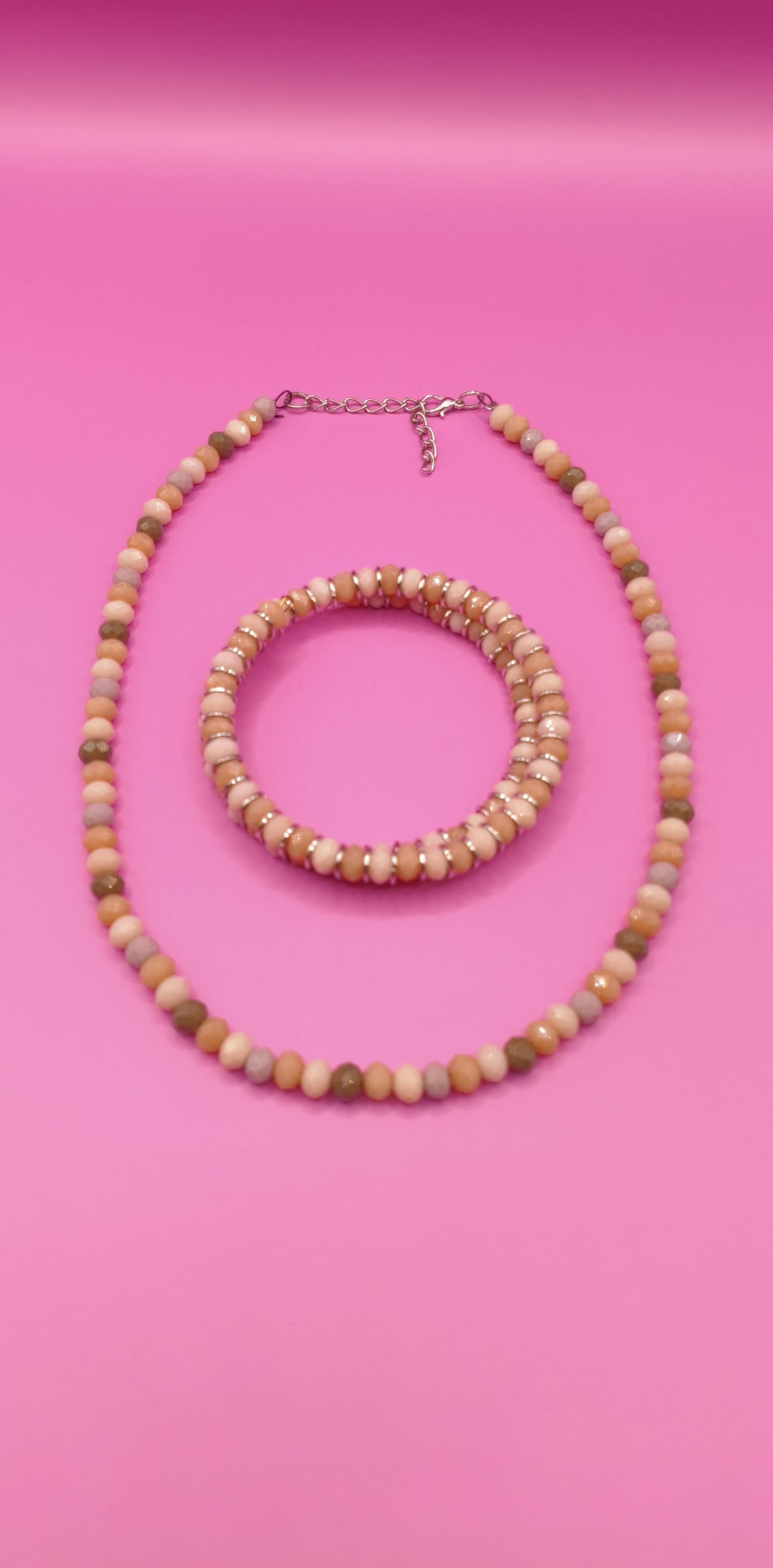 Σετ κολιέ βραχιόλι με μικρές γυάλινες χάντρες