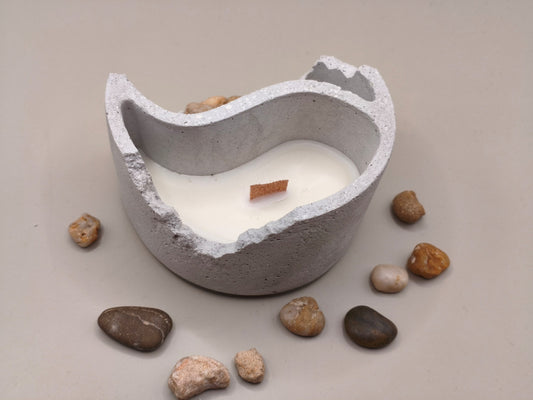 Διπλό τσιμεντένιο κερί σόγιας με σχέδιο γκρεμισμένου τοίχου και διακοσμητικές πέτρες