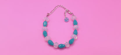 Βραχιόλι με τυρκουάζ και διάφανες χάντρες