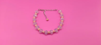 Χειροποίητο βραχιόλι με εκρού και διάφανες χάντρες