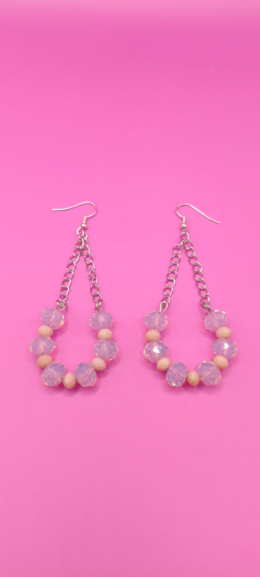 Σκουλαρίκια με διάφανες χάντρες και αλυσιδα