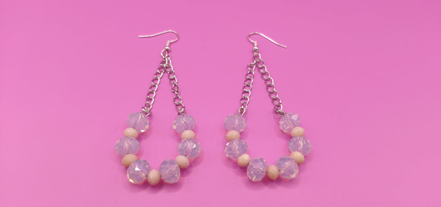 Σκουλαρίκια με διάφανες χάντρες και αλυσιδα