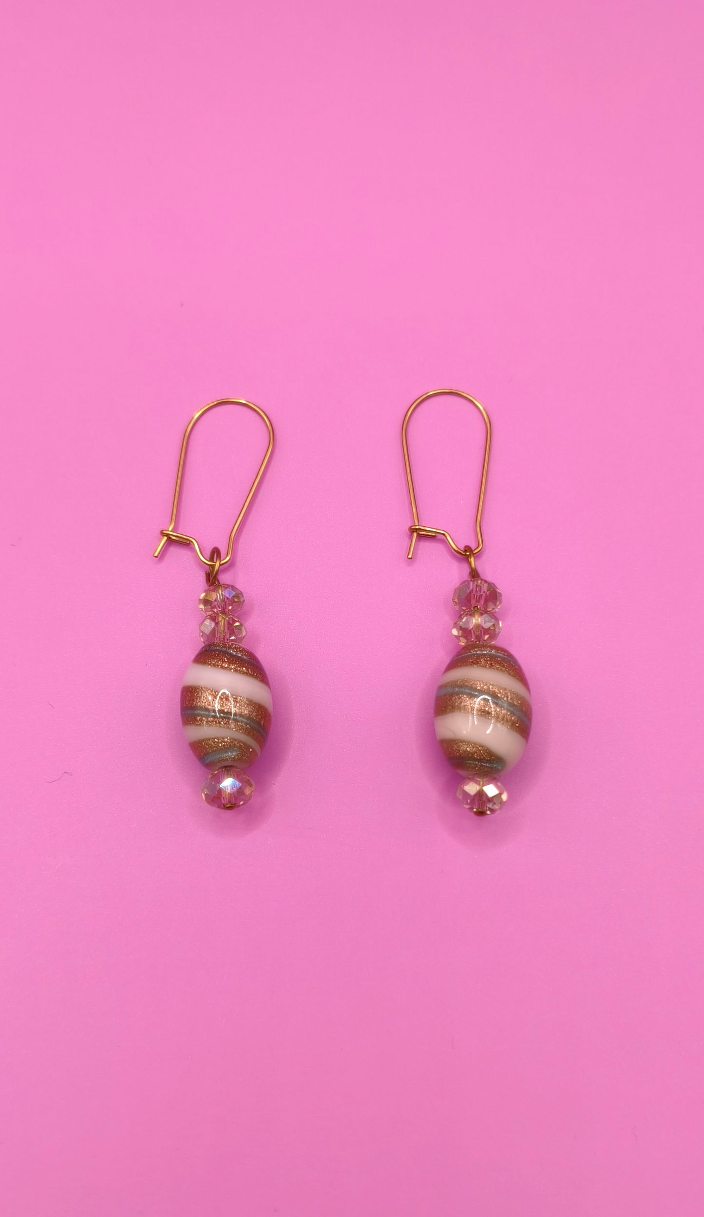 Χειροποίητα σκουλαρίκια με ριγέ χάντρες