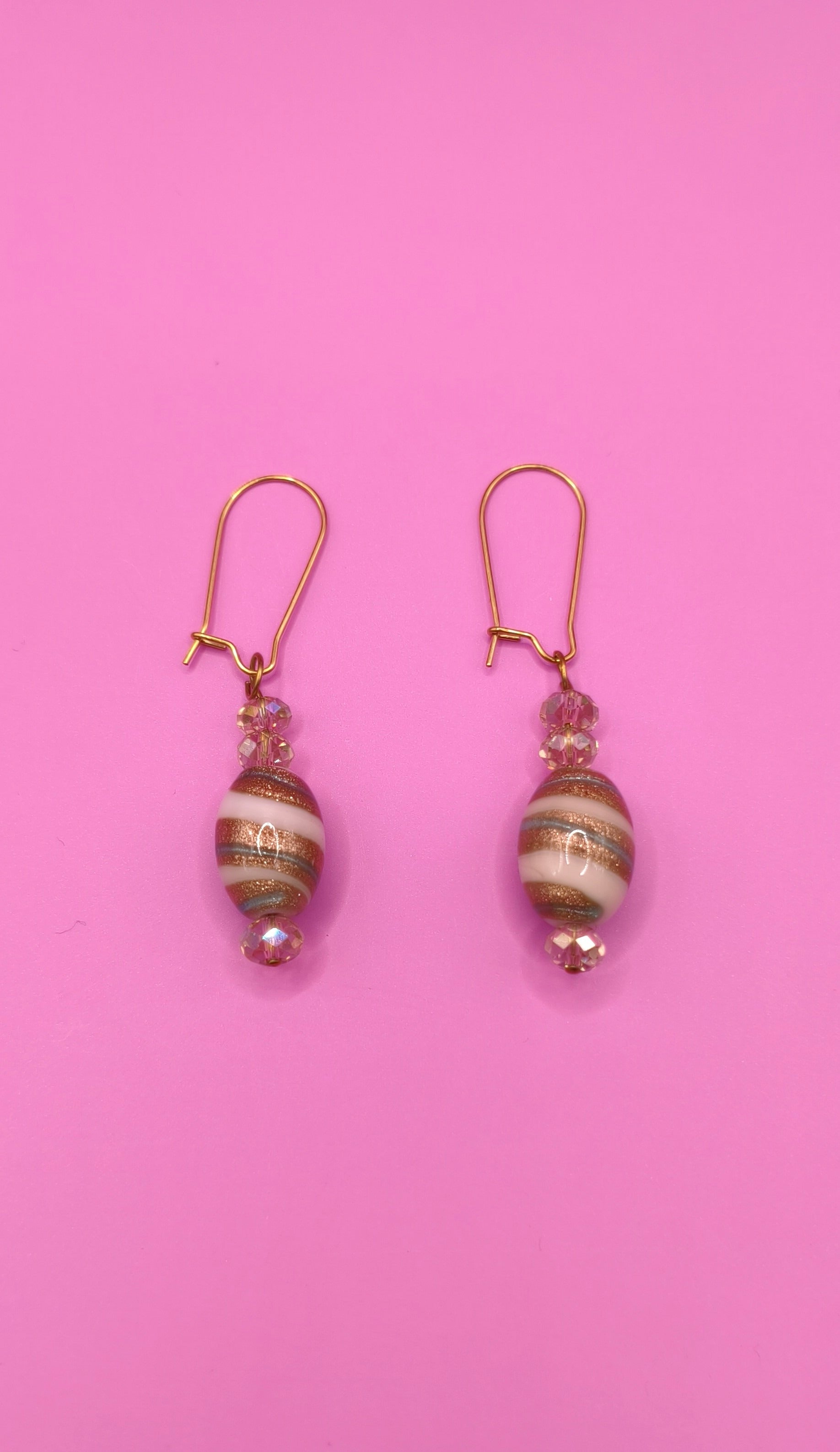 Χειροποίητα σκουλαρίκια με ριγέ χάντρες