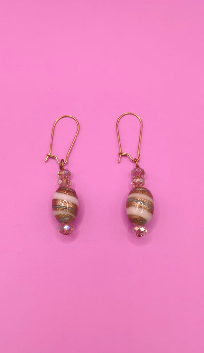 Χειροποίητα σκουλαρίκια με ριγέ χάντρες