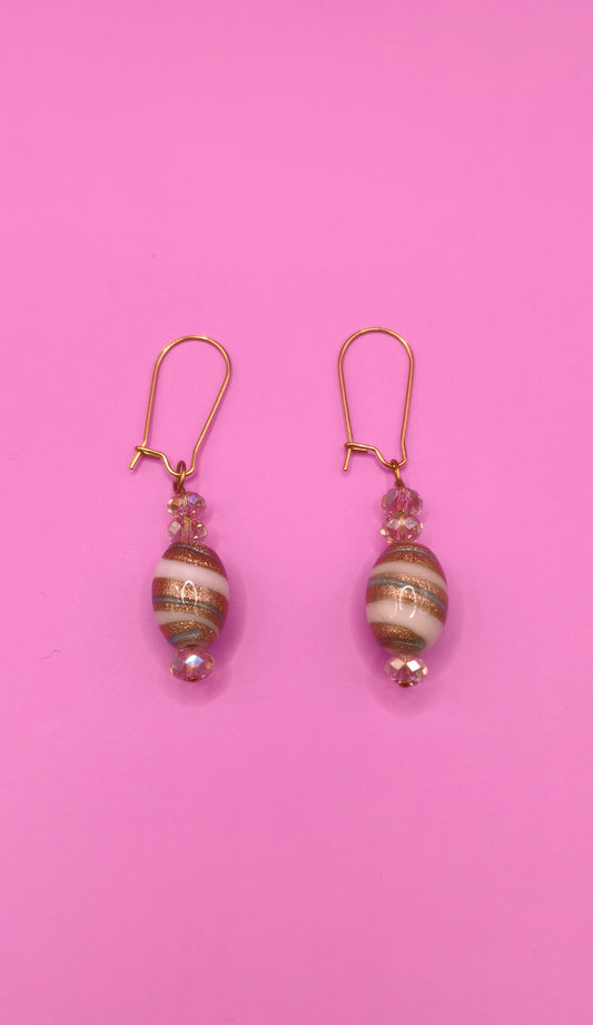 Χειροποίητα σκουλαρίκια με ριγέ χάντρες