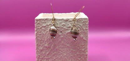 Χειροποίητα σκουλαρίκια με ριγέ χάντρες