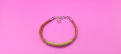 Χειροποίητο βραχιόλι με δερμάτινο λουράκι και πράσινο σχοινί