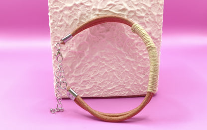 Χειροποίητο βραχιόλι με δερμάτινο λουράκι και πράσινο σχοινί