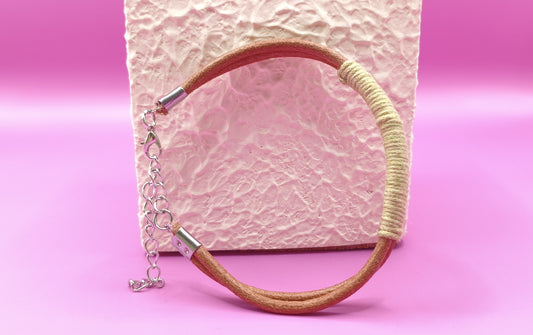 Χειροποίητο βραχιόλι με δερμάτινο λουράκι και πράσινο σχοινί