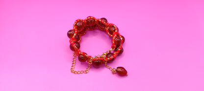 Βραχιόλι μακραμέ με χάντρες και αλυσίδα