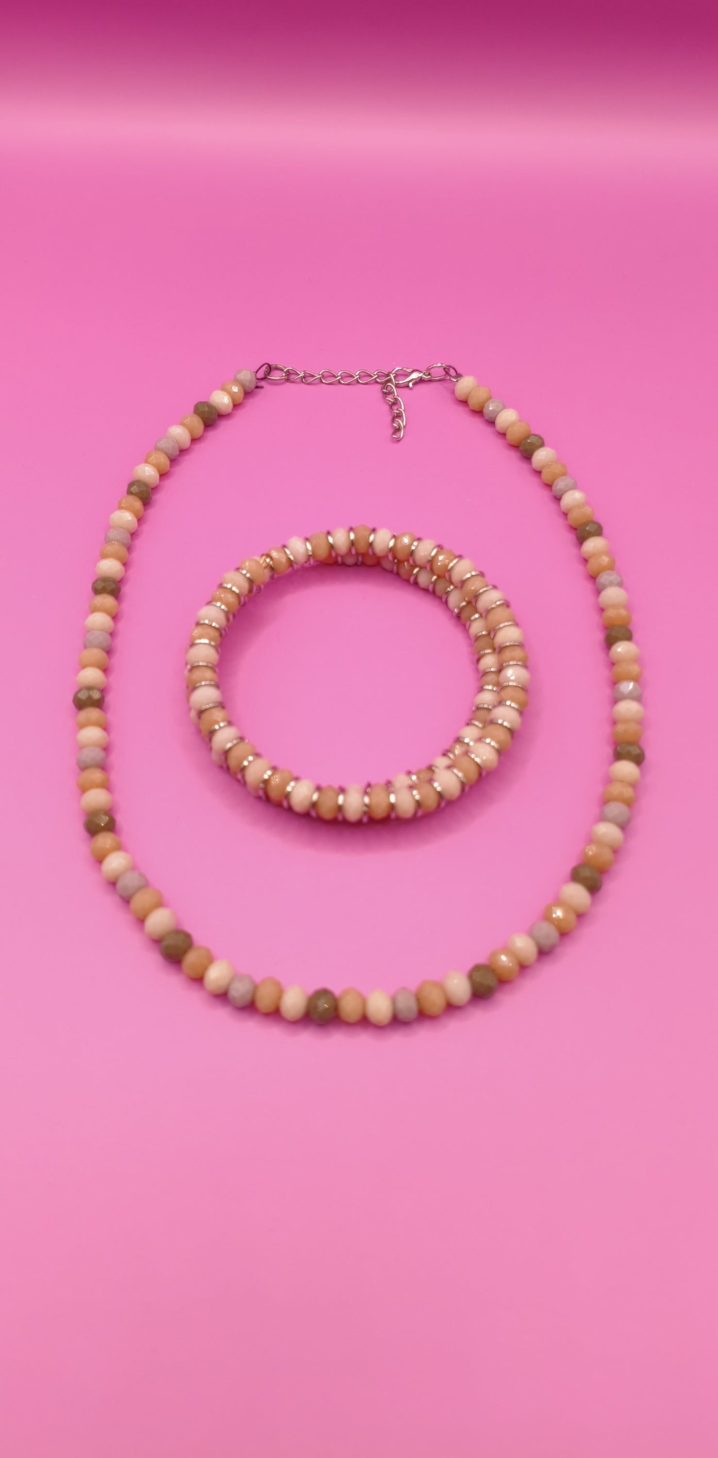 Σετ κολιέ βραχιόλι με μικρές γυάλινες χάντρες