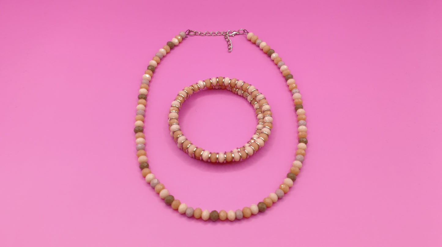 Σετ κολιέ βραχιόλι με μικρές γυάλινες χάντρες