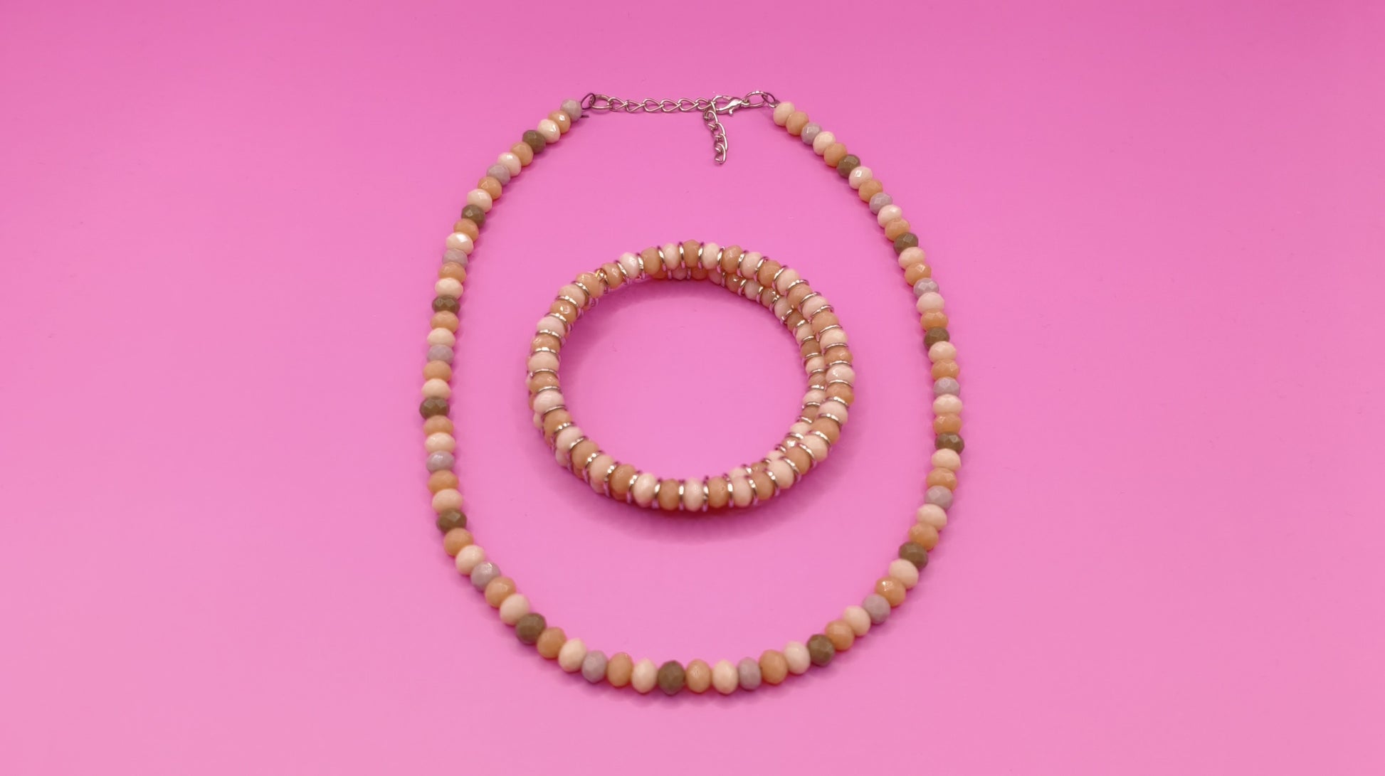 Σετ κολιέ βραχιόλι με μικρές γυάλινες χάντρες