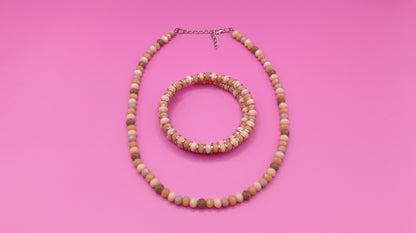 Σετ κολιέ βραχιόλι με μικρές γυάλινες χάντρες