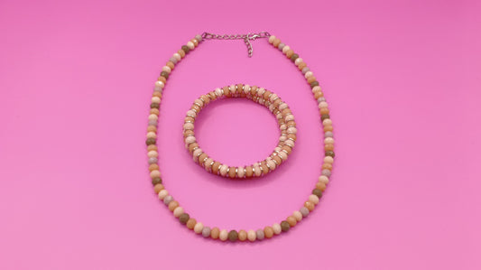 Σετ κολιέ βραχιόλι με μικρές γυάλινες χάντρες