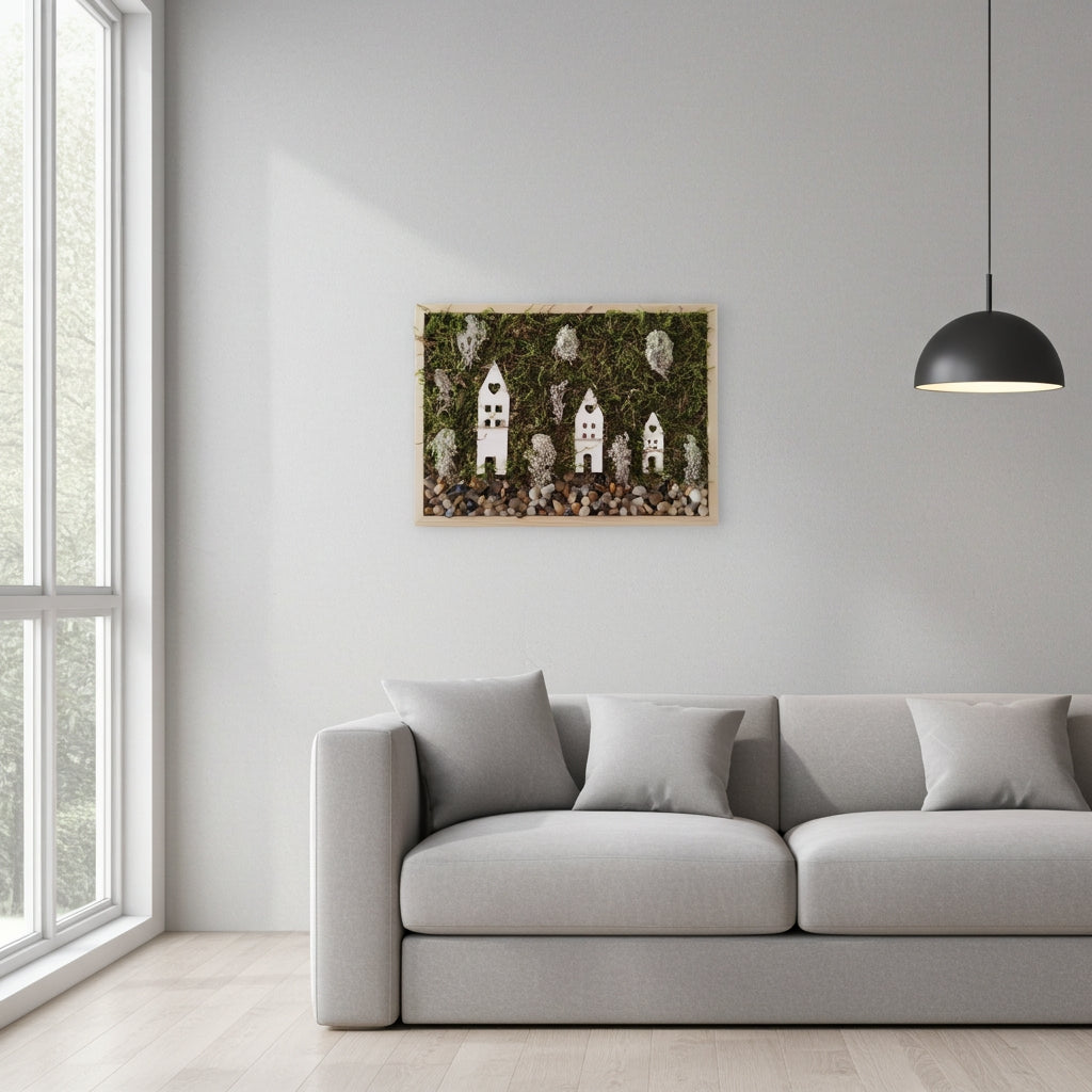 Χειροποίητο καδράκι τοίχου με μίνι τοπίο και βρύα