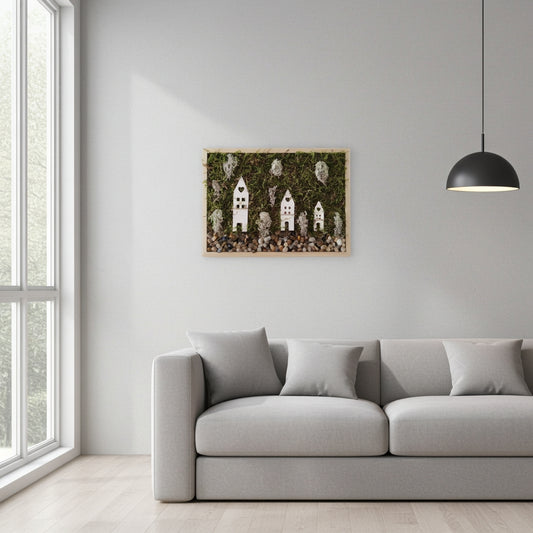 Χειροποίητο καδράκι τοίχου με μίνι τοπίο και βρύα