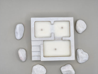 Τριπλό κερί σόγιας σε τσιμεντένιο δοχείο