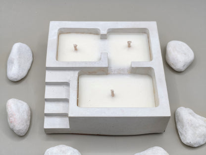 Τριπλό κερί σόγιας σε τσιμεντένιο δοχείο