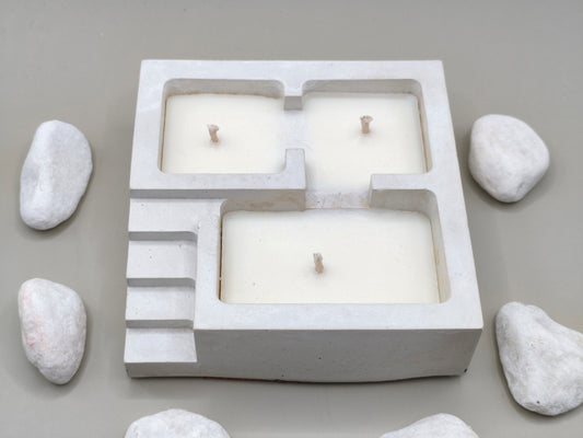 Τριπλό κερί σόγιας σε τσιμεντένιο δοχείο