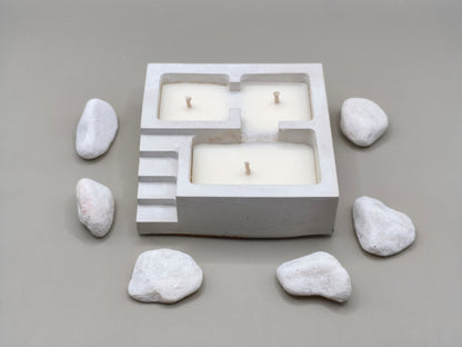 Τριπλό κερί σόγιας σε τσιμεντένιο δοχείο