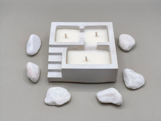 Τριπλό κερί σόγιας σε τσιμεντένιο δοχείο