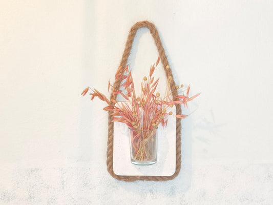 Διακοσμητικό τοίχου με τσιμεντένια βάση και γυάλινο βαζάκι με σχοινί