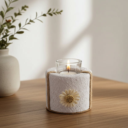 Διακοσμητικό τσιμεντένιο ρεσώ πάνω σε ξύλινο τραπέζι