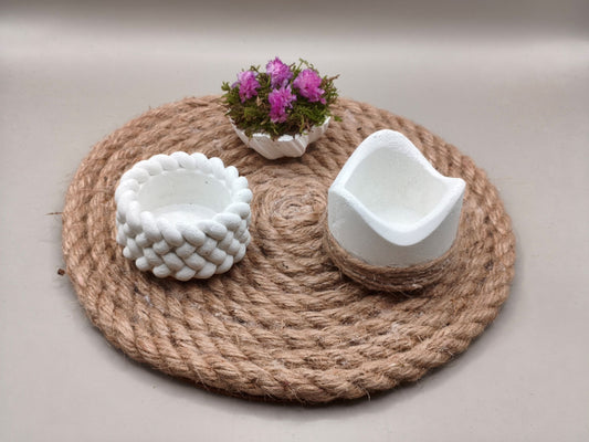 Διακοσμητικό με δύο ρεσώ και σύνθεση βρύων σε βάση από σχοινί