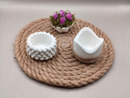 Διακοσμητικό με δύο ρεσώ και σύνθεση βρύων σε βάση από σχοινί