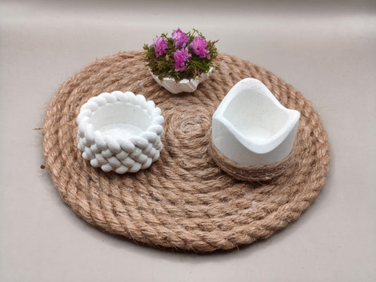 Διακοσμητικό με δύο ρεσώ και σύνθεση βρύων σε βάση από σχοινί