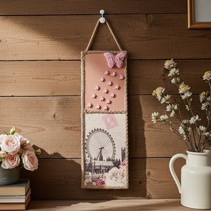 Ξύλινο διακοσμητικό καδράκι με τσιμεντένιες πεταλούδες σε ξύλινο τοίχο