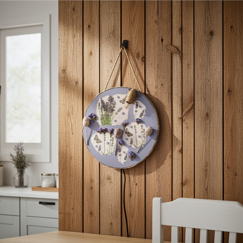 Φωτιστικό τοίχου σε καμβά σε ξύλινο τοίχο